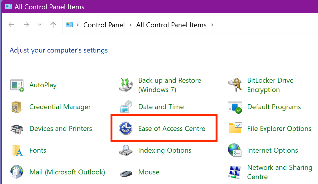 Control Panel search