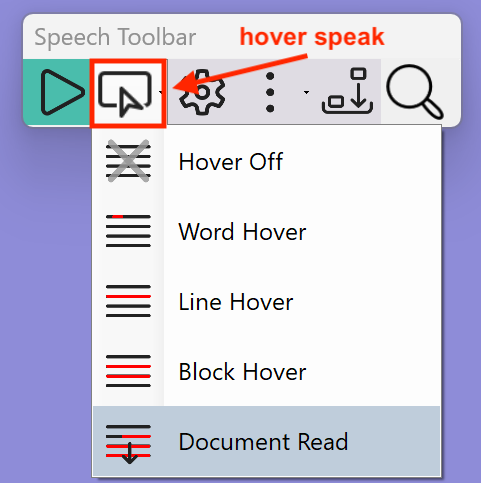 Hover speech section settings