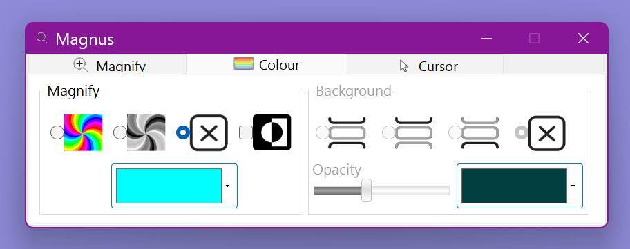 Magnus colour settings